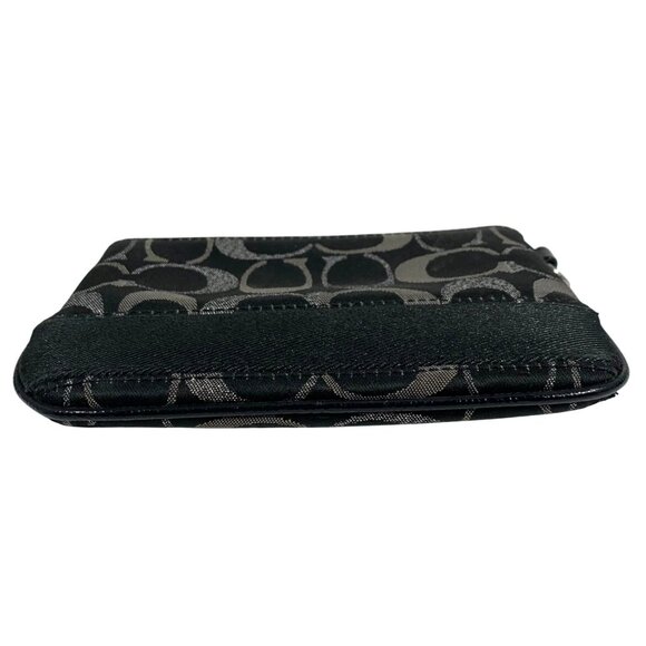 COACH Signature Logo Black/Gray Jacquard Card Wallet Top Zip NO STRAP or TAG - Picture 3 of 9